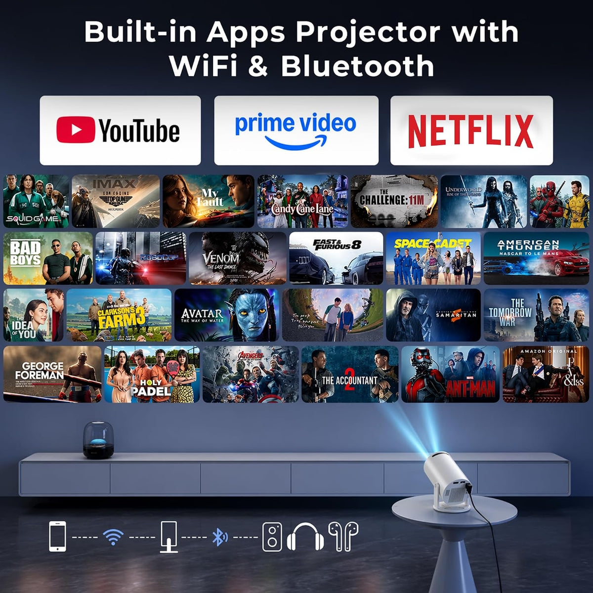 Smart Mini Projector| 720p Full HD