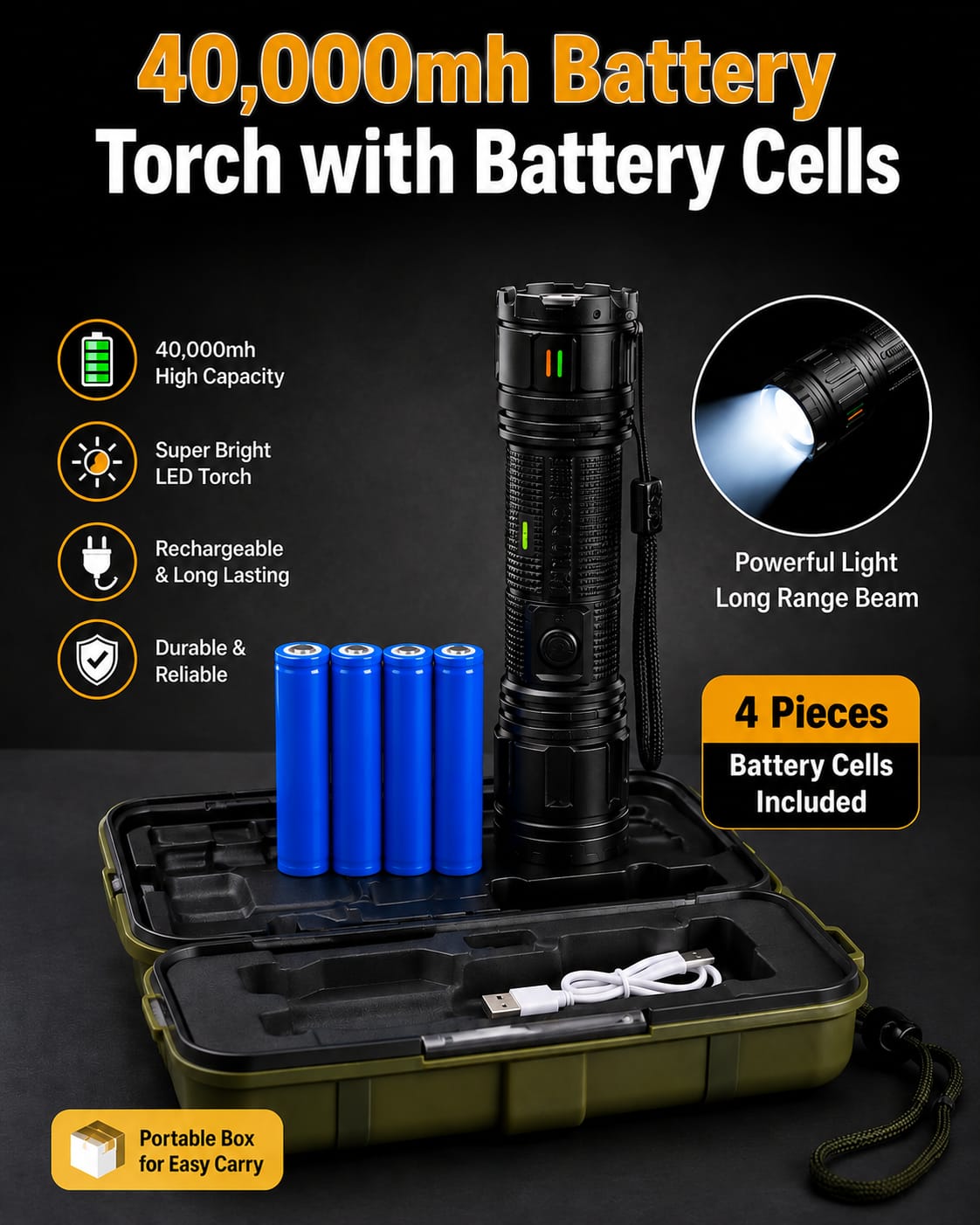 GHS Rechargeable Torch Flashlight